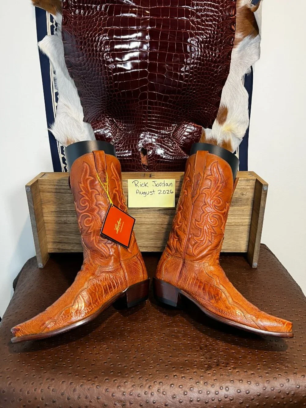 Lucchese 1883 Honey/Brandy Color Ostrich Leg Cowboy/Cowgirl Boots in size 10B/8D